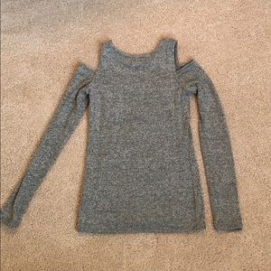 Gray long sleeve with shoulder cut out